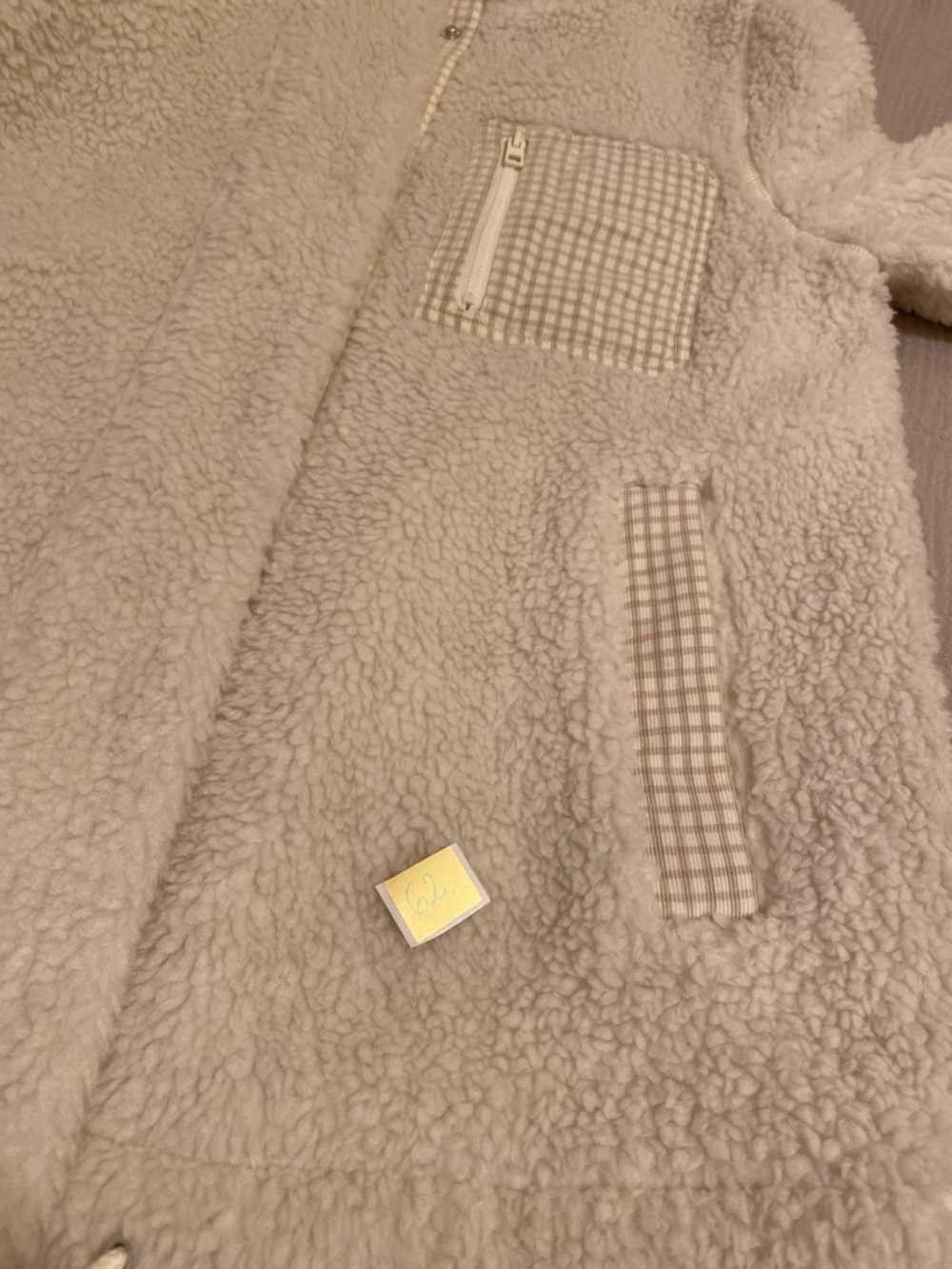 Madewell Sherpa Cream Zip-Front Jacket with Subtle Stripe Lining. Style NB256 - Picture 11 of 11